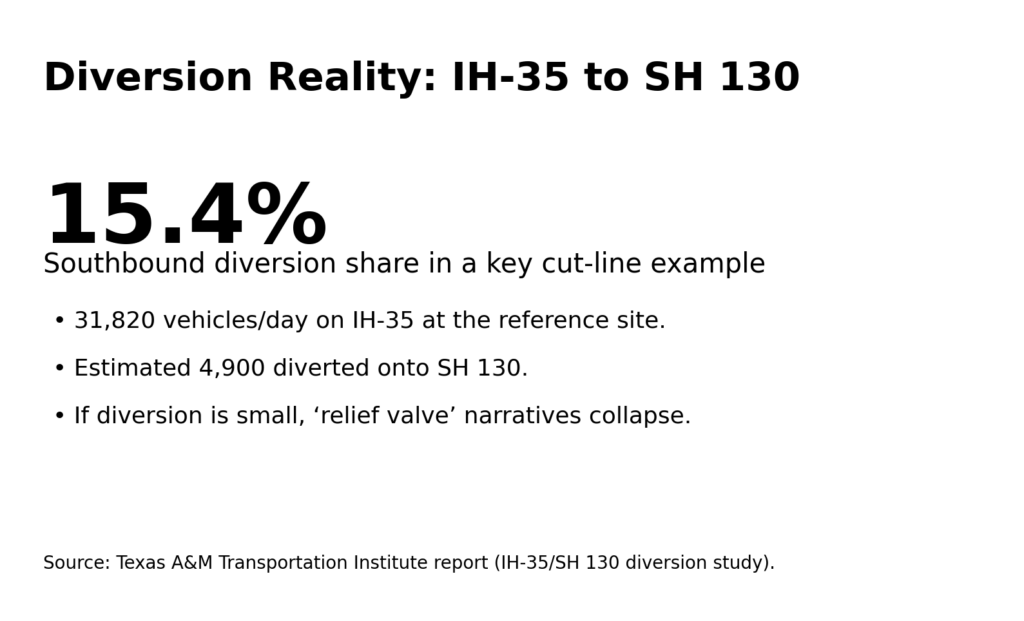 Road Toll Concessions: When traffic forecasts become fiction 10 Diversion Reality IH 35 to SH 130